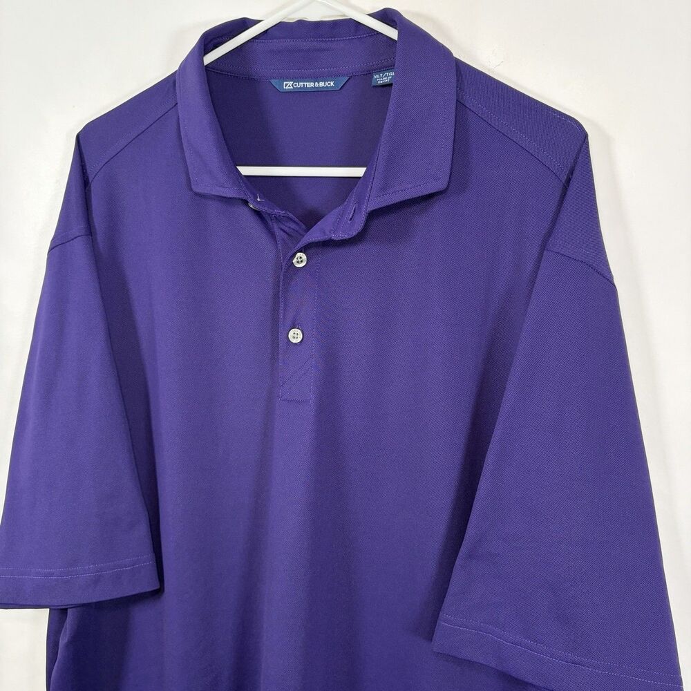 Cutter & Buck Golf Polo Shirt Mens Size XLT XL Tall Purple Performance Stretch